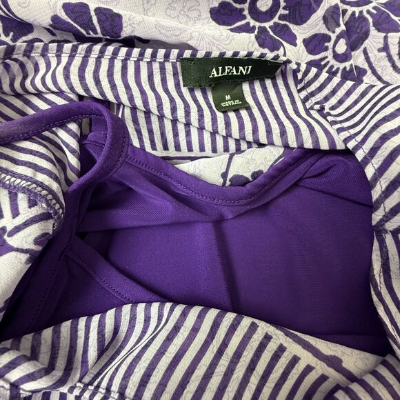 Alfani Floral Print Cami Shell Top Sz Medium Bubble Hem Angel Sleeve Jewel Neck - Picture 9 of 12